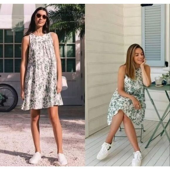 Gal Meets Glam Collection Dresses & Skirts - Gal Meets Glam Lisa white and green floral tiered dress 4